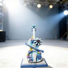 500 piezas Bloques de construcción ensamblados en forma de violín soñador, rompecabezas 3D hecho a mano, modelo artístico para exhibición de escritorio - FA0040 - Ver 2