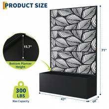 CuisinSmart Metal Planter Box With Trellis,Raised Garden Bed With Privacy Screen And Drainage Holes Idea For Climbing Plants, Vegetables & Vines - Birch Leaf Pattern - View 5