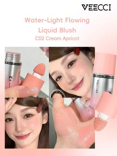 VEECCI Rubor hidratante, textura luminosa, tonos que realzan el cutis, larga duración, rubor, iluminador, contorneado, apto para principiantes