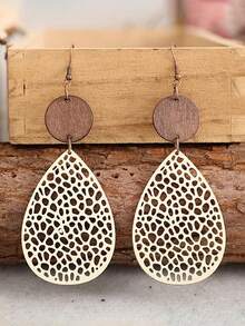 1 Đôi bông tai dáng dài phong cách Boho, thiết kế hình giọt nước rỗng, phù hợp với trang phục hàng ngày và dự tiệc, là món quà lý tưởng cho gia đình/ bạn bè/ người yêu. - Nhiều màu - Xem 3