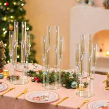 4pcs Acrylic Candelabra Centerpiece With 6 Adjustable Arms,Acrylic Candle Holder For Wedding Table Centerpieces,Elegant Home Decor - 透明 - 查看 5