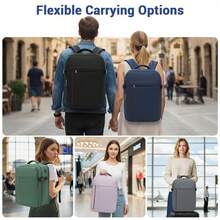Mochila de cabina Ryanair, equipaje bajo asiento, apertura 180°, impermeable, con compartimento para portátil, varios bolsillos, correa para maleta, ideal para trabajo, escuela, fitness y vi - Morado – Grande (40 x 20 x 30 cm) - Ver 11