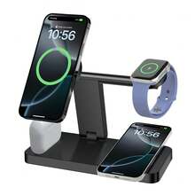 Portable 4 In 1 Magnetic Wireless Charger Stand, Foldable Fast Charging Dock Station Compatible With IPhone 17 Air 16 15 14 13 12 Series, Plus/Pro/Pro Max/Mini, Multiple Devices Magnet Charge Compatible With Apple Watch Ultra/SE, 11 10 9 8 7 6 5 4 3 2, Compatible With Airpods Pro2 Pro 4 3 2, Compatible With IWatch - White - View 1