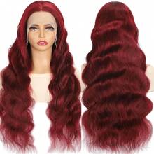 26 Inch 99J Burgundy Lace Front Wig Human Hair 13x4Transparent Lace Red 99J Colored Lace Front Wigs 99J Body Wave Lace Front Wigs Human Hair Pre Plucked Burgundy HD Lace Frontal Wig - S99J - 查看 7