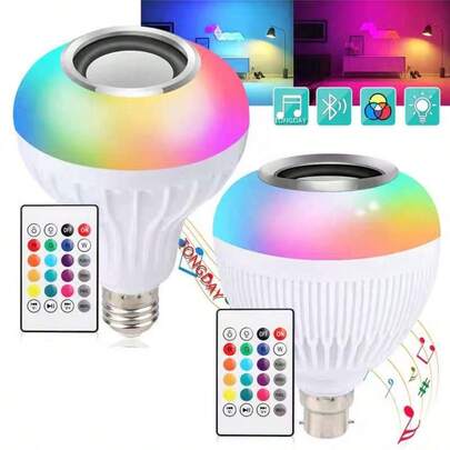 Foco Bocina Bluetooth 12w RGB Bombilla LedInteligente con controlador