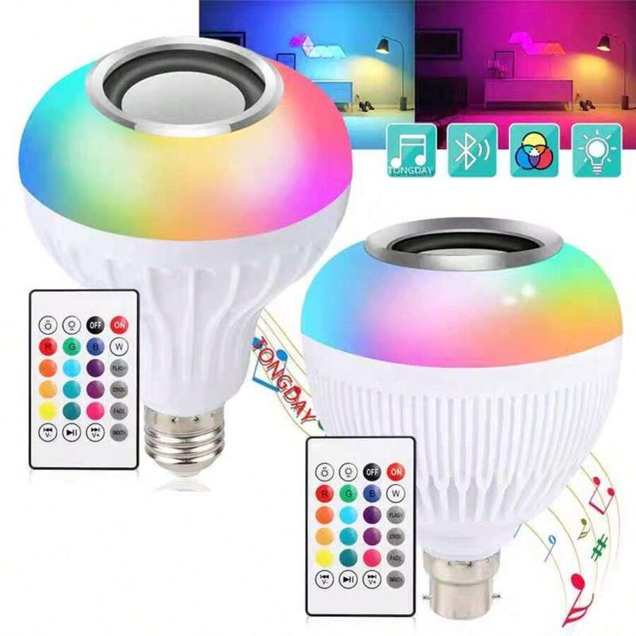 Foco Bocina Bluetooth 12w RGB Bombilla LedInteligente con controlador