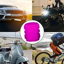 4 piezas Tapas de válvula universales que brillan en la oscuridad, cubiertas luminosas para el vástago de la válvula para automóviles, vehículos eléctricos, motocicletas, bicicletas, luces de advertencia de para conducción nocturna, se ajusta a todos los vehículos - 4 tapas de válvula fluorescentes - Ver 4