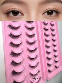 20 Pairs Cosplay Little Devil Manga False Eyelashes, Natural & Realistic, 3X Eye-Enlarging, Long & Lengthening, Eyes, Hard Stem, Thick & Voluminous For Women - Black - View 7