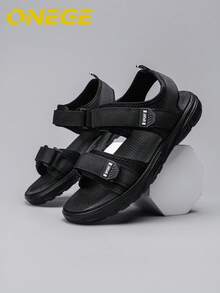 1 Pair Men's Summer Minimalist Lightweight Breathable Sandals, Non-Slip Outdoor Sports Wear-Resistant Fashion Shoes, Driver Beach Shoes - Black - View 7