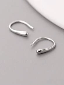 1 Pair S925 Sterling Silver Minimalist Teardrop Earrings, Suitable As Graduation, Family, Friendship Gift, Unique Commemorative Item - Water Droplets - View 2