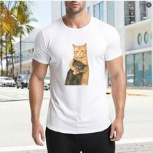 Women's Oversized Cotton T-Shirt | Washable T-Shirt With Arguing Cat Print | High-Quality Retro Batik Fashion Brand, Women's Summer Clothing, Holiday Gift - 白色的 - 查看 2