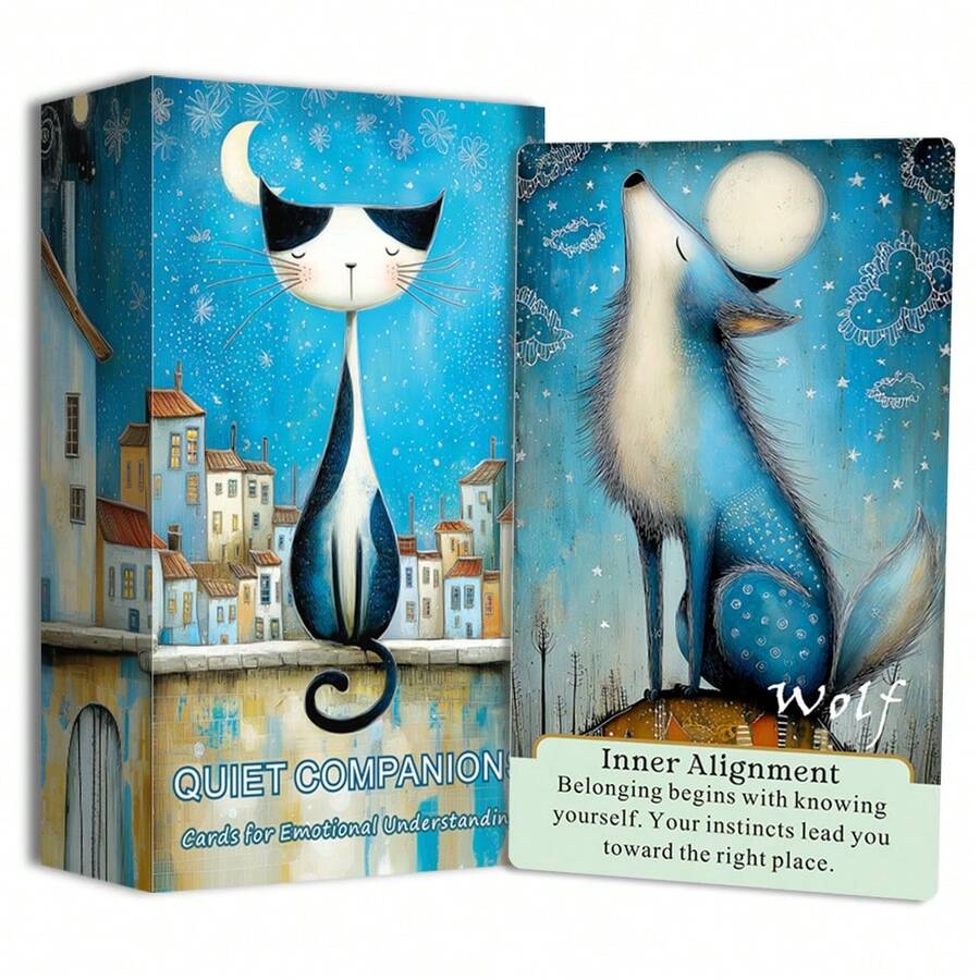 原创神谕卡牌，静谧伴侣，54张动物主题卡牌，个人解读与反思，卡牌游戏，12*7厘米，英文版 - 彩色 - 查看 1