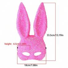 Neue Hasenmasken als Schminkaccessoires für Partys, Halloween und Abschlussbälle - Rosa Kaninchen mit vollen Diamanten 1 - Übersicht 4