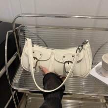 Vintage Women's Underarm Bag With Double Pockets, Y2K Style Zipper Top Handle Bag, Casual Harajuku Shoulder Bag, Hobo Design Multi-Pocket Top Handle Bag, Zipper Closure, Punk Style Crossbody Bag. Perfect For Daily Matching, Travel And Parties, An Ideal Gift Choice - Nhiều màu - Xem 4