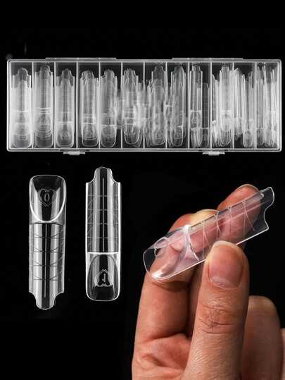 3D 反向法式双头美甲模具，75 片装 Magic Caps Zone 法式美甲双头美甲模具，75 片装 Space Nail 双头美甲模具，亚克力智能法式线条美甲模具，全覆盖美甲延长模具，适用于美甲，15 种尺寸，适合初学者和专业人士