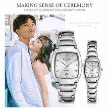 WLISTH 时尚简约石英情侣表，方形表盘，带夜光、防水表带、日历和气质功能，男女皆宜。 - 銀色 - 查看 4