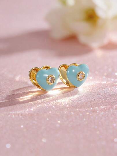 Artepollo 1 Đôi bông tai hình trái tim dễ thương, đính đá Zirconia lấp lánh, thích hợp cho các bữa tiệc, tiệc chiêu đãi, sinh nhật, kỳ nghỉ và đeo hàng ngày, món quà tuyệt vời cho bạn bè và gia đình.