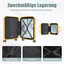 14"/19" 2-Piece ABS Spinner Suitcase Set With Combination Lock & 14" Cosmetic Bag - 黃色 - 查看 11