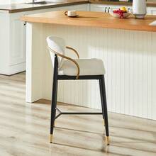 Barstools - Beige + Black + Gold + Fabric - View 6