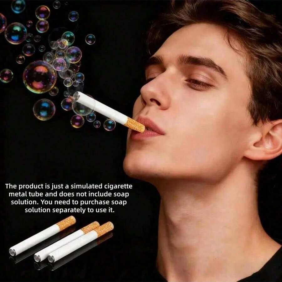 恶作剧创意香烟泡泡棒（不含泡泡液）- 迷你泡泡棒，手持泡泡管，创意香烟造型泡泡道具，派对气氛营造工具 - 彩色 - 查看 1