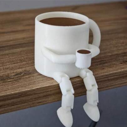 3D Printed Articulated Coffee Cup Decor, Cute Brown Coffee Bean Small Model Decor, Suitable For Cafe, Living Room, Bedroom, Study, Bar Counter, Home Decor, Casual Chill Atmosphere Fashionable Decor Model, Applicable For All Scenarios, Halloween, Christmas Gift For Coffee Lovers
