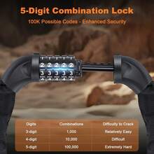 Cerradura de cadena de bicicleta, combinación de 5 dígitos antirrobo para bicicleta eléctrica, motocicleta, scooter, puerta, 6 m - como en la foto - Ver 9
