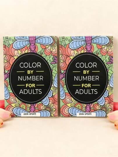 2pcs 2026 Update Color By Number For Adults Coloring Book | Stress Relief Activity Book With Mandala & Floral Designs