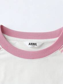 Annil [Quick-Drying Pure Cotton T-Shirt] Children's Striped Raglan Sleeve T-Shirt For Boys And Girls, New Spring Style, Moisture-Wicking And Breathable. - Pink Flowers - View 4