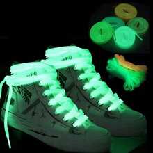 1 Pair White Upgraded Glow In The Dark Reflective Shoelaces - 120cm/47.2 Inch High Visibility Night Shoelaces For Sports And Casual Shoes, Luminous Shoelaces For Sports Shoes,Christmas - Multicolor - View 1