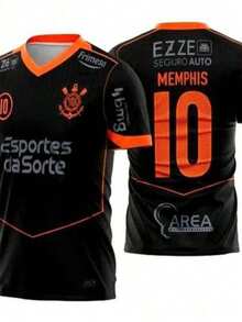 Corinthians Team Shirt, Black, Size 26-27. - 黑橙色 - 查看 3