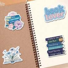 50pcs Blue Bookish Graffiti Stickers Decorative Water Cups Notebook Luggage Waterproof Stickers - D - 查看 6