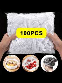50/100/200pcs Reusable Elastic Food Preservation Covers - Semi-Transparent Elastic Plastic Packaging For Preserving Leftover Food, Fruits And Vegetables - Ideal For Kitchen, Refrigerator And Countertop Storage, Also Suitable For Wedding Decoration, Christmas Decoration, Birthday Decoration, Christmas Table Decor, Christmas Gifts, Etc. - 無色 - 查看 9