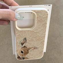 Lace Element Fashion Phone Case TPU Lace Pattern Fashion Phone Case 1pc TPU Material Soft Beige Lace Pattern Elegant Deer Design Phone Case Compatible With IPhone 17 Pro Max/17/16 Pro Max/15/13/12/11, S20 FE/A15/S24/A55, Note 11/Note 12/Note 13 Pro, Full Coverage Anti-Drop Soft Protective Phone Cover Spring Gift Case - White - View 3