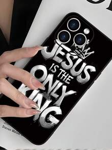 Religious Jesus Is The Only King Phone Case All-Over Print Mixed Color Phone Case For 17 PRO MAX/17 AIR/15 ProMax/16 PROMAX/Galaxy S22/S23/S24/S23 Plus/S24 Ultra/S25/A15/A33/A23, Halloween Design, 2D Flat Style, Vintage Collage, Floral Fashion, Cool Cute Aesthetic, UV Printing, Trendsetter For Fashion Enthusiasts - 混色1 - 查看 2