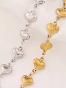 1件装不锈钢镂空心形手链，女士时尚18K镀金简约防水链手链，珠宝礼品 - 手鍊 - 查看 2