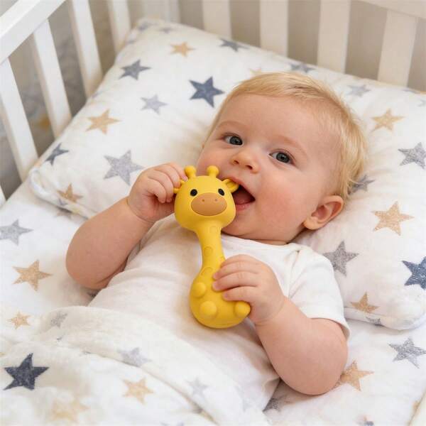 Baby Silicone Teething Toys  Animal Shaped Teether Rattle Toys For Boys Girls