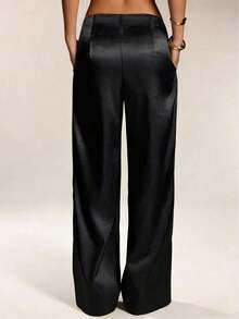 Women's Satin Silk Solid Color Pants With Pockets And Zipper, Suitable For Vacation, Office, Brunch, Airport , All Seasons - 白色 - 查看 7