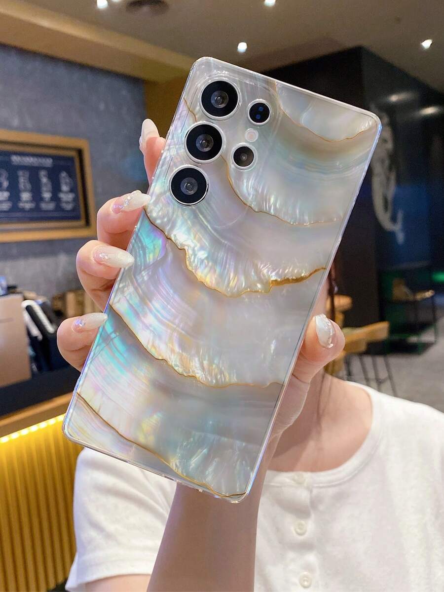 1pc Summer Ocean Shell Pattern Android Phone Case, Precise Cutout Camera Protection Suitable Compatible With Samsung Galaxy S25 Ultra/Galaxy S24 Ultra/S24/S23 Ultra/A56 5G/A55 5G/A52s 5G/A26 5G, Nothing, Pixel, Protective Cover - Multicolor - View 1