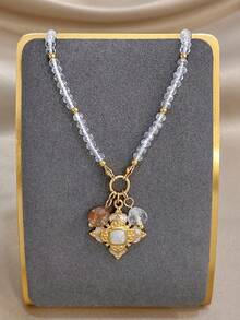 1 chiếc mặt dây chuyền hình thánh giá tối giản độc đáo, dây chuyền hạt thánh giá cho nữ, dây chuyền thép không gỉ, thích hợp làm trang sức hàng ngày, dự tiệc, ngày Valentine, ngày của Mẹ. - Nhiều màu - Xem 4