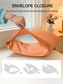 1件装优雅舒适奢华超柔软枕套，不含枕芯，刺绣饰边，超细纤维面料，抗皱防缩，是居家及高档酒店的理想之选，多种颜色可选，可机洗，通过Oeko-Tex认证，橙色 - 橘色 - 查看 6