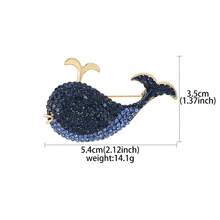 1pc Exquisite Cute Rhinestone Blue Whale Brooch, Fashionable Versatile Ocean Animal Clothing Pin, Anti-Slip - Blue - View 9