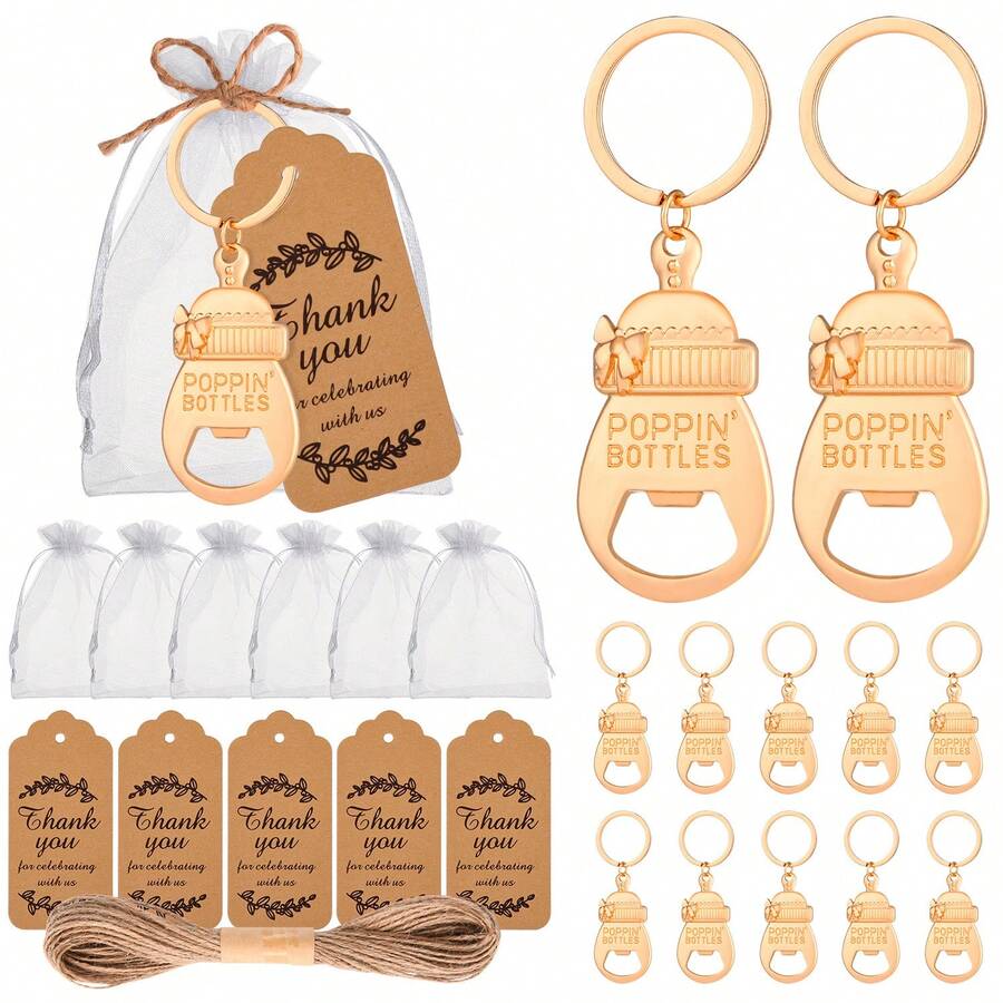 20 Sets Baby Shower Favors Wedding Favors Bottle Opener Baby Shower Party Favors Opener, Baby Shower Favors For Guests, Baby Shower Return Gifts For Guest, Baby Shower Party Favors For Girl/Boy Keychains Boys And Girls Wedding Favor - Gold - View 1