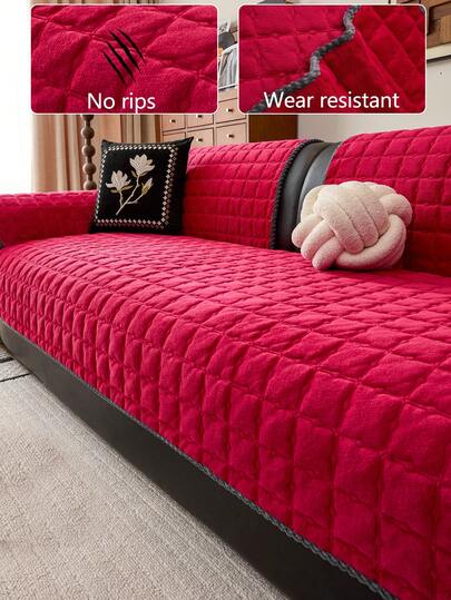 1pc Autumn/Winter Plush Thickened Warm Sofa Cushion Cover, Modern Minimalist Non-Slip Sofa Seat Pad, Dust-Proof And Washable Sofa Slipcover, Soft And Colorfast, Pet-Friendly Sofa Protector, Adjustable For Corner Sofa, Suitable For Bedroom, Office, Living Room Furniture, L-Shaped Sofa And 1/2/3/4-Seat Sofa