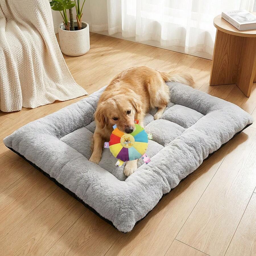XXXL 4-Season Plush Pet Bed For Dogs & Cats - Reversible Orthopedic Sofa Mat With High-Resilience Polyester Fiber, Extra Large Thick Cushion Support For Joint Health, Machine Washable Pet Furniture Gift For All Breed Sizes (XL To XXXL) - Black - View 1