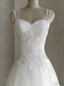 Exquisite Sweetheart A-Line Wedding Dress With Open Back In Organza – Sophisticated Floor-Length Bridal Gown Featuring A Flattering Heart-Shaped Neckline, Daring Backless Design, And Structured Organza Silhouette, Perfect For Weddings, Christmas Galas, Halloween Balls, Formal Dances, Birthday Celebrations, And Special Evening Events. A Versatile Choice For Wedding Receptions, Holiday Parties, Anniversary Dinners, Resort Getaways, Black-Tie Occasions, Cocktail Gatherings, Bridal Showers, Wedding Guest Attire, Graduation Formals, Homecoming Events, And As A Modern Bridesmaid Or Festive Evening Gown. - 白色 - 查看 2