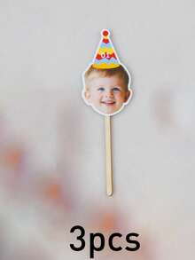 Custom Photo Cupcake Toppers, Birthday Cakes And Party Decor, Personalized Face And Age Cake Picks For Dessert Tables, Customized Celebration Cake Decorations For Family Moments And Friend Gatherings, Customizable Name And Number Design, Pet Picture - Style a - View 26
