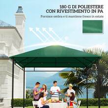 Outsunny Tetto di Ricambio 3x3m, Telo Sostitutivo per Gazebo da Giardino in Poliestere con Foro di Ventilazione - verde - Visualizzare 7