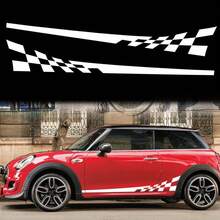 Pegatina de raya lateral a cuadros para coche, pegatinas laterales impermeables para puerta R56 R50 R53 R61 F60 F55 F56 F54 F66 F65 J01 J05 8WHD - A - Ver 1