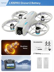 AXNEN 热销！2026新款L105PRO无刷无人机 - 双高清航拍摄像头，5.6英寸FPV显示遥控器，90°可调镜头和光流悬停系统，螺旋桨保护罩，圣诞节、节日和特殊场合的完美礼物。 - 彩色 - 查看 12