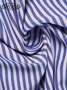 Aflion Đầm ngắn không tay cổ chữ V sâu, buộc dây phía trước, xếp ly, màu xanh trắng kẻ sọc dành cho nữ, kiểu dáng thời trang, gợi cảm, ngọt ngào, thích hợp cho kỳ nghỉ, hẹn hò, mua sắm, lễ hội, mùa xuân/hè. - Xanh và trắng - Xem 6